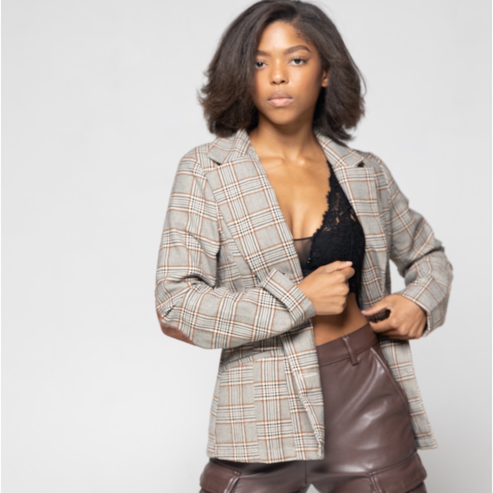 Checkered blazer in gray